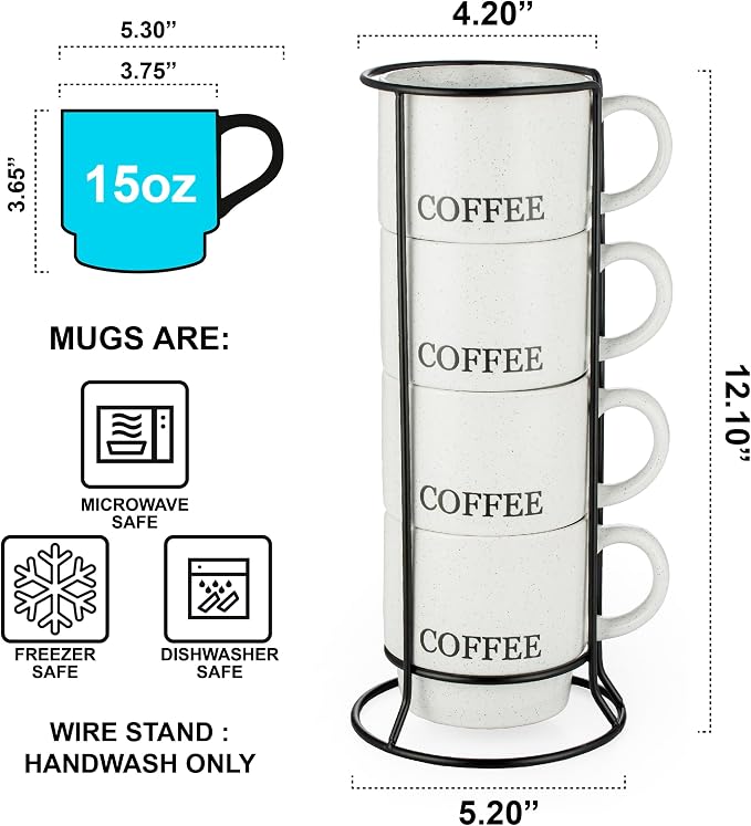 Signature Housewares Stackable Coffee Mug Tower Set - Image 2