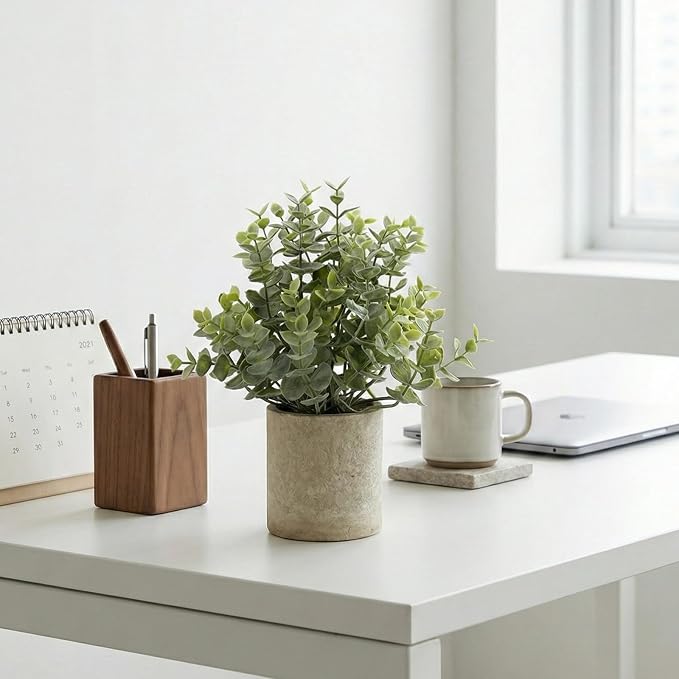 ALAGIRLS 2 Pack Small Fake Plants, Small Faux Plants in Pulp Pot - Image 8