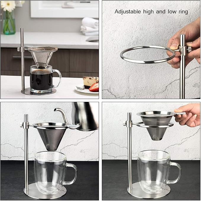 Pour Over Coffee Dripper, Stainless Steel Coffee Filter, Cone Coffee Dripper - Image 5
