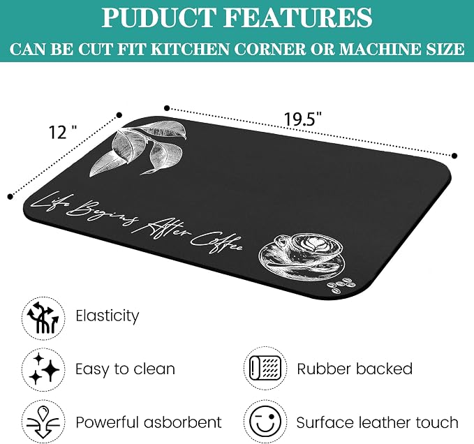 Coffee Mat - Fashion Absorbent Drying Mat Waterproof Protects Kitchen - Maker - Image 2