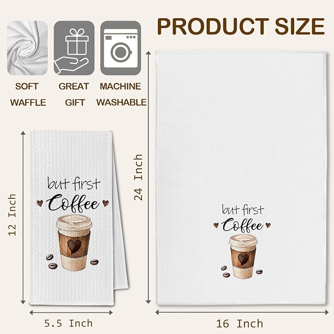 Coffee Kitchen Towels, Coffee Lover Gifts Dish Tea Towels Drying Cloth - Image 6