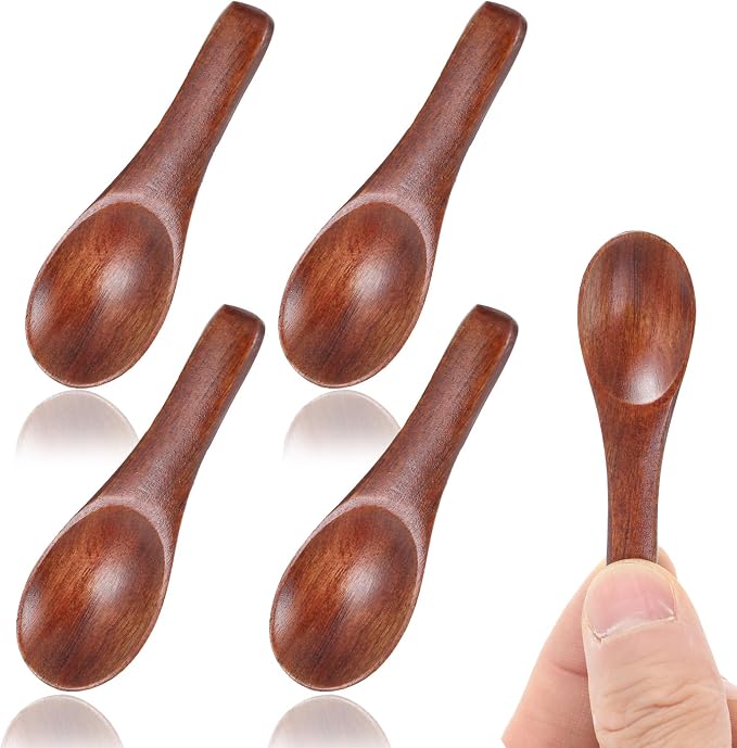 4 Pcs Tiny Wooden Spoons, 2.36in Mini Spoons by Unknown