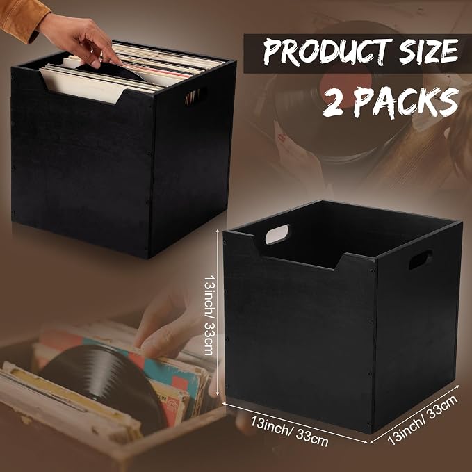 Colingmill 2 Pack Wooden Storage Box Bins Wood Crate - Image 2