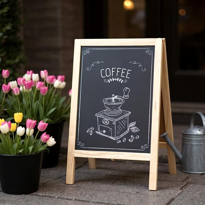 2 Pcs 15.7 x 9.8 Inch Small Chalkboard Signs Chalkboard Easel Tabletop Menu - Image 4