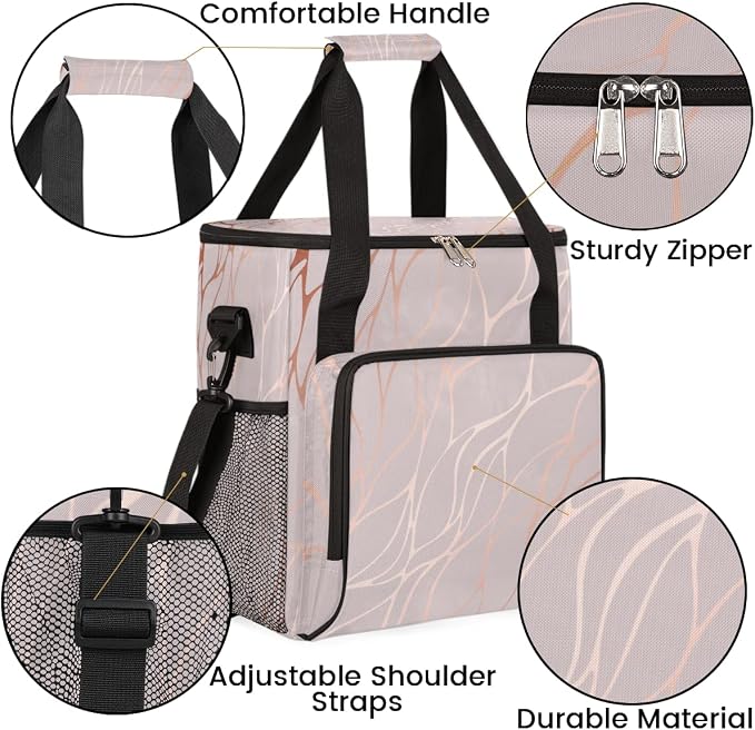 Abstract Rose Gold Marble Coffee Maker Carring Bag Travel Storage Tote Bag - Image 6