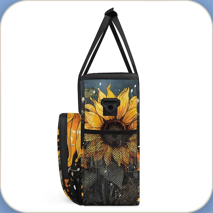 Vintage Sunflower Coffee Maker Carring Bag, Large Insulated Storage Organizer - Image 4