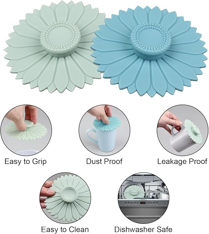 Sunflower Silicone Cup Covers 4 pcs Universal Silicone Cup Lid - Image 3
