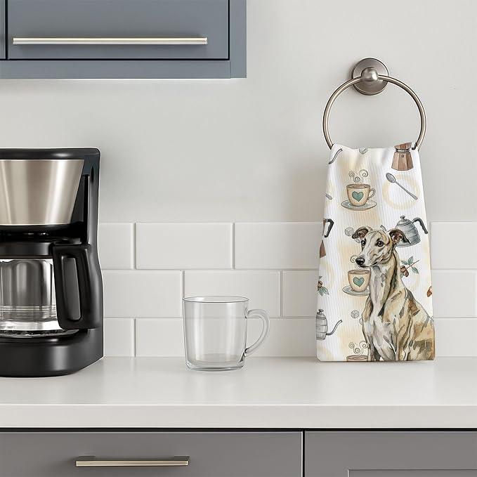 Caroline's Treasures Brindle Whippet Coffee Bar Kitchen Towel Velour Plush - Image 3