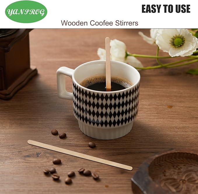 Wooden Coffee Stirrers 5.5" Coffee Stir Sticks 100 Pcs, Natural Birch Round End - Image 3