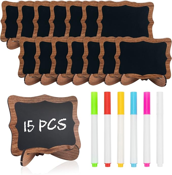 Temlum 15 Pcs Mini Chalkboard Sign by TEMLUM