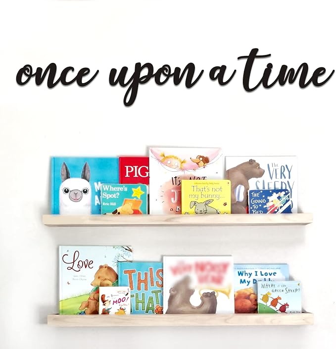 Huray Rayho Once Upon a Time Wood Sign Nursery Wall Decor Words Art Hanging by HurayRayho