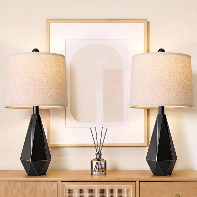 PoKat Table Lamps Set of 2 for Bedroom, 23.5'' High Farmhouse Nightstand Lamps - Image 4