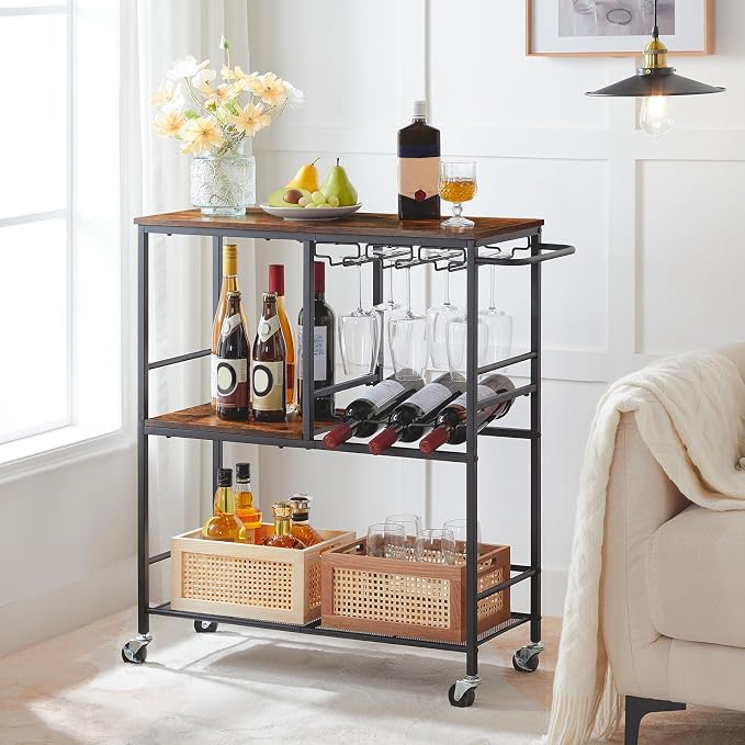 HOOBRO Bar Cart for The Home, 29.5 inches 3-Tier Serving Cart - Image 2