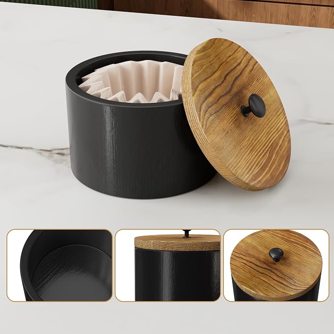 Wooden Coffee Filter Holder for Counter, Large Coffee Filter Storage | Coffee - Image 3