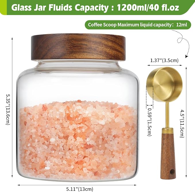 Glass Food Storage Jar with Lids Spoon Thicken Glass Coffee Canister - Image 2