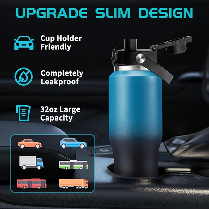 32oz Water Bottles with Straw - Image 2