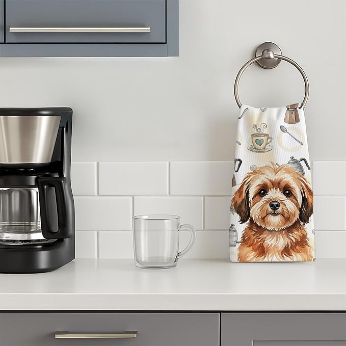 Caroline's Treasures Sable Havanese Coffee Bar Kitchen Towel Velour Plush Front - Image 3