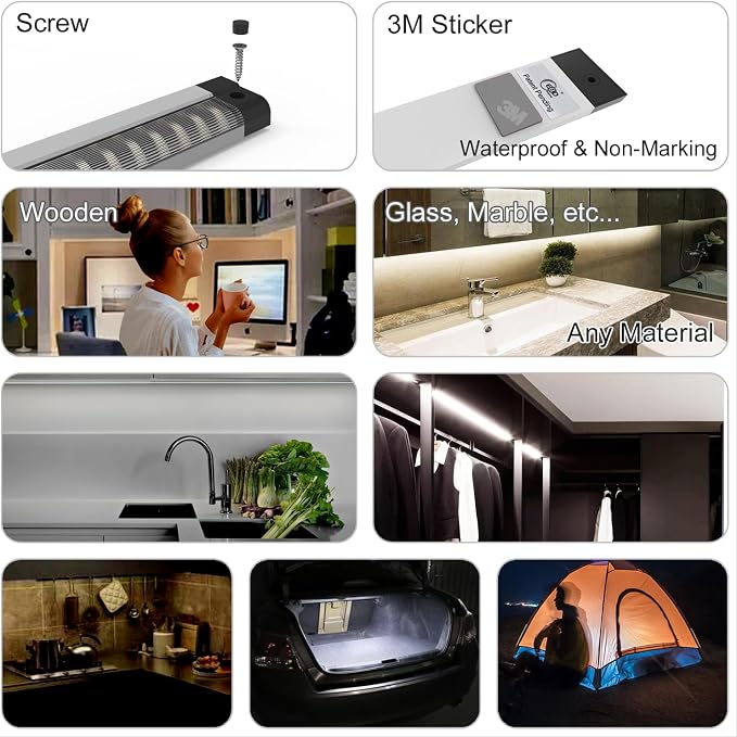 EBD Under Cabinet Lighting Plug in 4 Pcs 12 Inch, Dimmable No Messy Wires - Image 5
