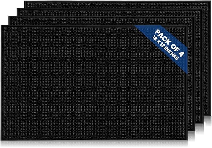 Commercial Standard Bar Mats 4 Pack, 18 x 12 Inch Rubber Non Slip Service Mats by Unknown