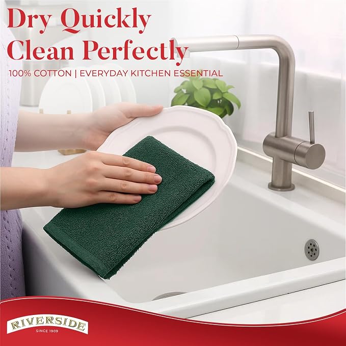 RIVERSIDE Bar Mop Towels Pack of 12, 16x19 Inches, 100% Ring Spun Cotton Terry - Image 5