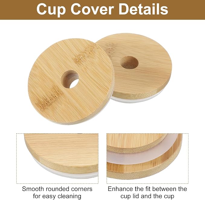 uxcell 2Pcs Bamboo Cup Lid 2.76 Inch, Cup Cover Coffee Mug Cover - Image 3