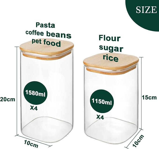 LIBWYS 8-Pack Glass Pantry Storage Containers - Image 3