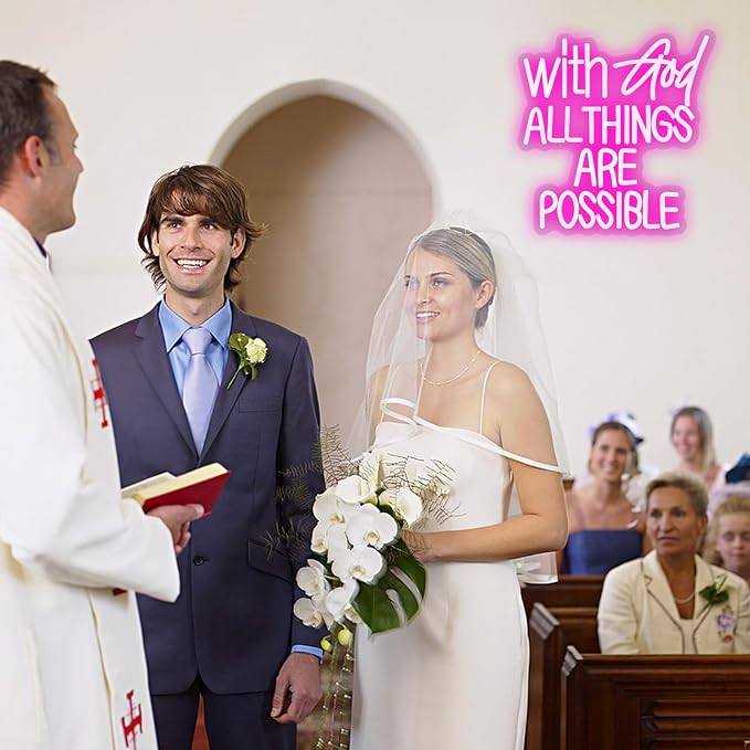 With God All Things Are Possible Neon Sign Pink God Led Lights - Image 5