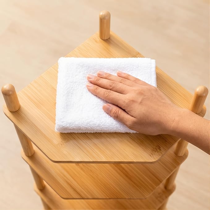 4-Tier Expandable Bamboo Corner Shelf - Image 7