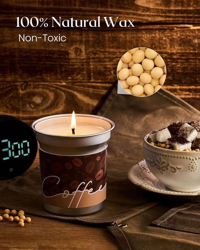 M&SENSE Hot Chocolate Scented Candles, Soy Wax 12.3oz | 75 Hours Long Lasting - Image 3