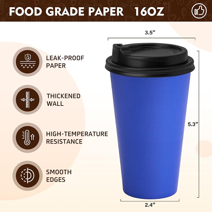 YEEHAW 16 oz Coffee Cups with Lids 100 Pack, To Go Cup with Lid - Image 2