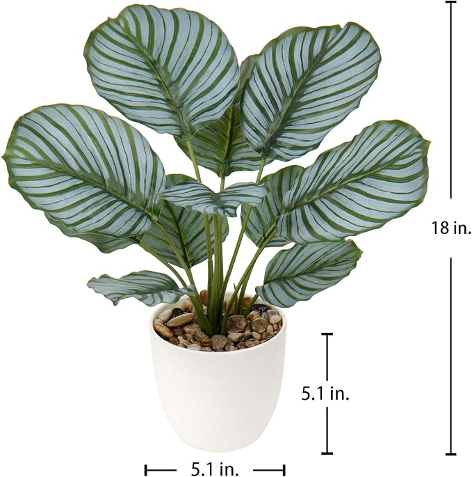 Briful 18'' Tall Fake Plant Realistic Faux Calathea Plant Artificial Plant - Image 2