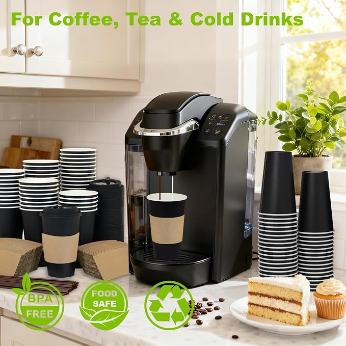 100 Pack 16 oz Disposable Coffee Cups - Image 2