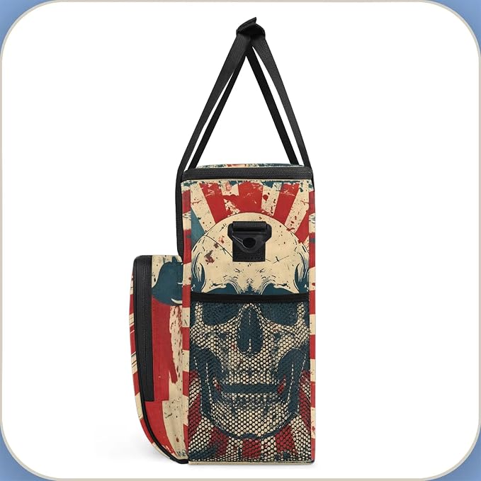 American Skull Coffee Maker Carring Bag, Large Insulated Storage Organizer Case - Image 4