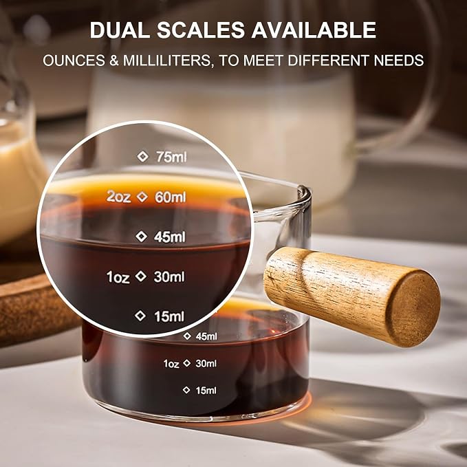 PARACITY Espresso Cups with Handle, 3.5OZ Double Spout Glass Measuring Cup with - Image 6