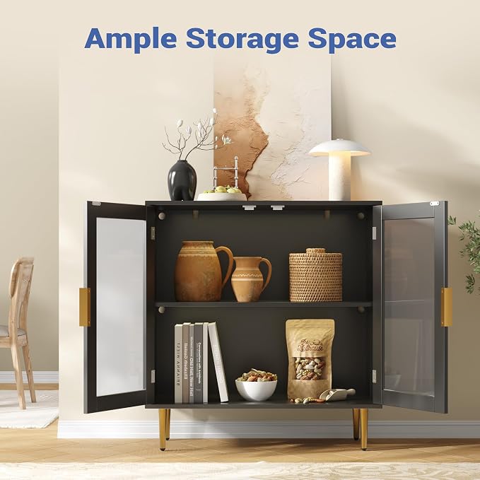 Housoul Buffet Cabinet with LED Lights, Coffee Bar with Shelf, Coffee Bar - Image 5