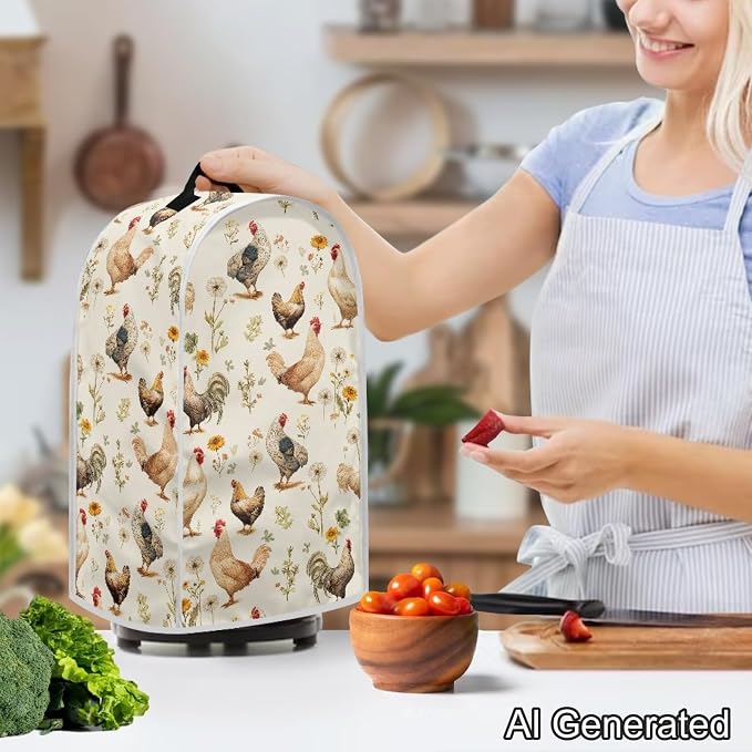 Flowers Rooster Kitchen Appliance Cover – Rustic Farmhouse Style - Image 3