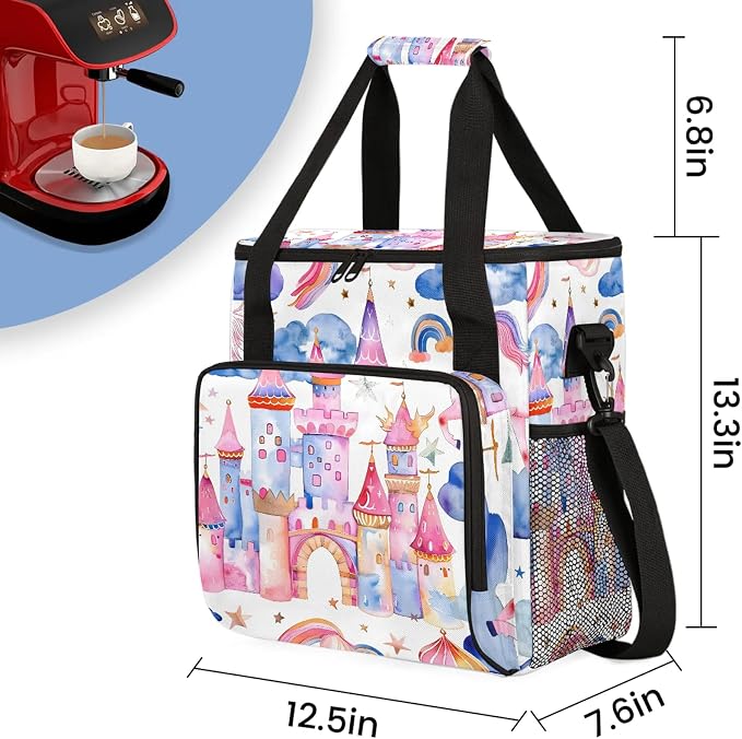 Unicorn Castle Rainbow Coffee Maker Carring Bag, Large Insulated Storage - Image 2