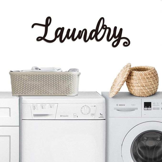 Huray Rayho Laundry Room Decor and Accessories Wooden Laundry Sign Wall Art - Image 2