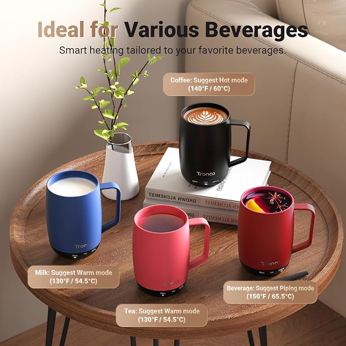 Tronco Temperature Control Heated Coffee Mug 14 oz – Rechargeable Self-Heating - Image 7