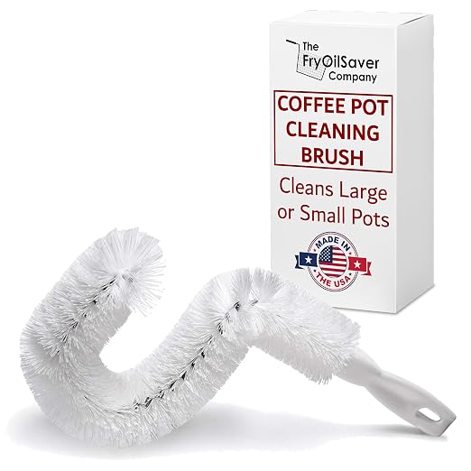 Coffee Pot Cleaning Brush, Made in USA – Long Handle Curved Scrub by THEFRYOILSAVERCOMPANY