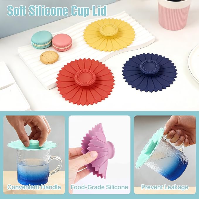 12 Pcs Silicone Cup Cover Lids, 4.3 In Drink Covers - Image 3