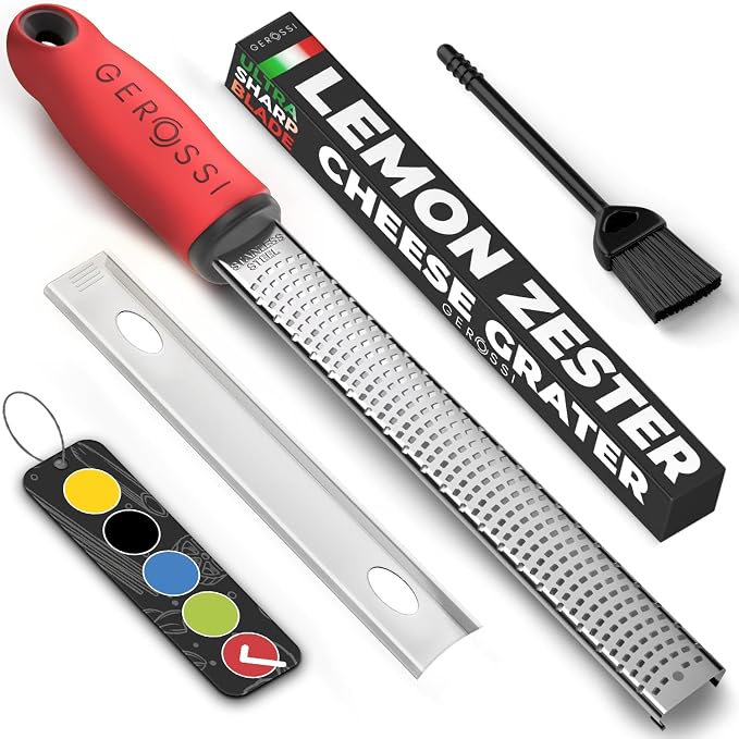 Stainless Steel Cheese Grater & Lemon Zester w/Extra Sharp Blade by GEROSSI