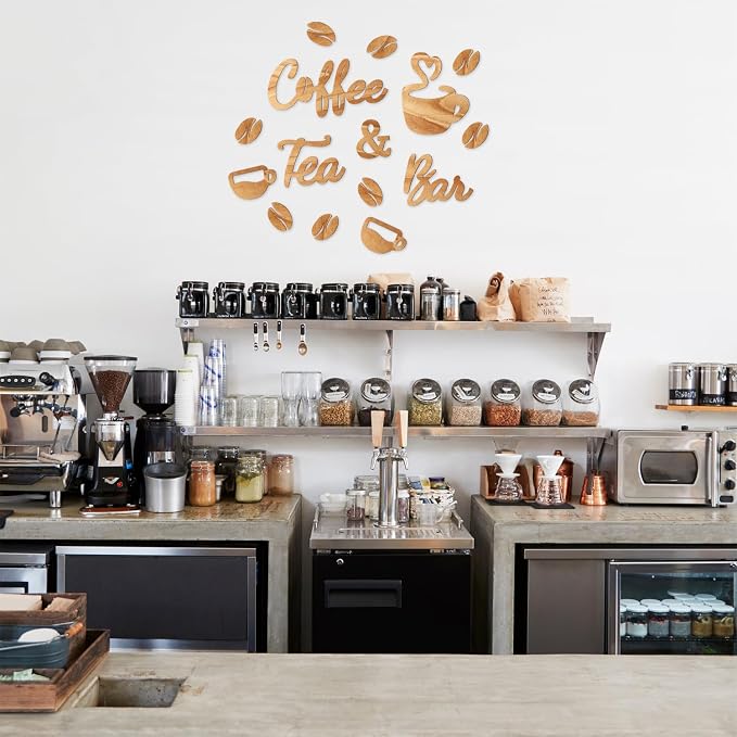 Homenthus Wood Coffee Bar Sign for Wall Decor, Farmhouse Wooden Coffee and Tea - Image 6