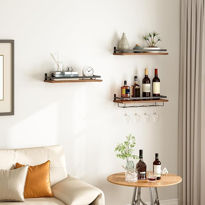 HOOBRO Wall Mounted Wine Rack 3 Pack, Wine Rack - Image 6