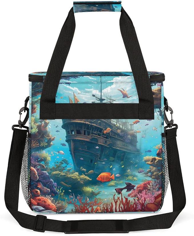 Nautical Ocean Ship Coffee Maker Carring Bag, Large Insulated Storage Organizer - Image 5