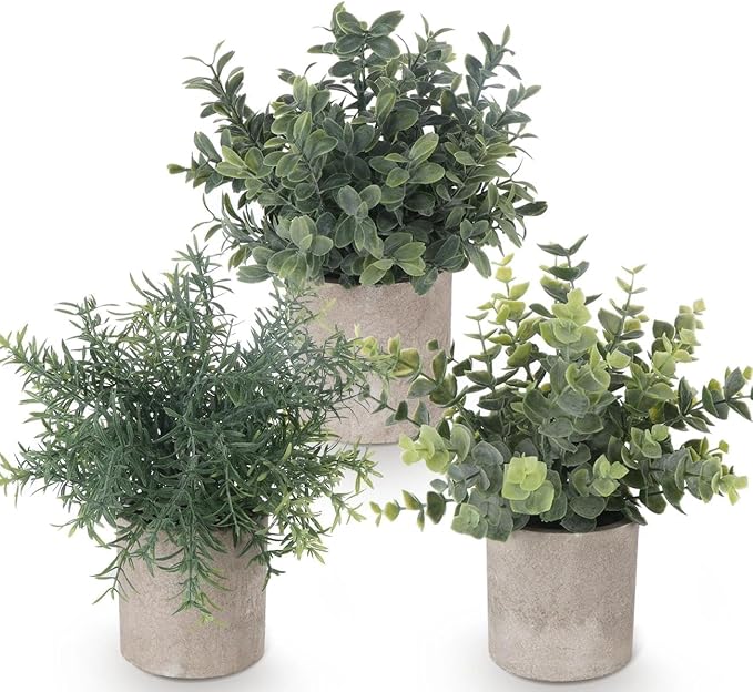 Lemonfilter Fake Plants, Plastic Small Faux Potted Plant by Lemonfilter