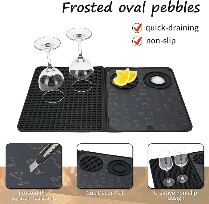 Bar Mat for Countertop 18.11" X 11.89" 1 Pack Multifunctional Silicone Bar Mat - Image 3