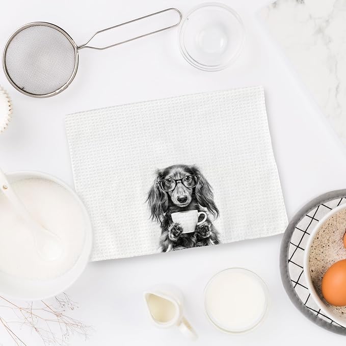 Long Haired Dachshund Gifts Coffee Kitchen Towels, Gifts - Image 6
