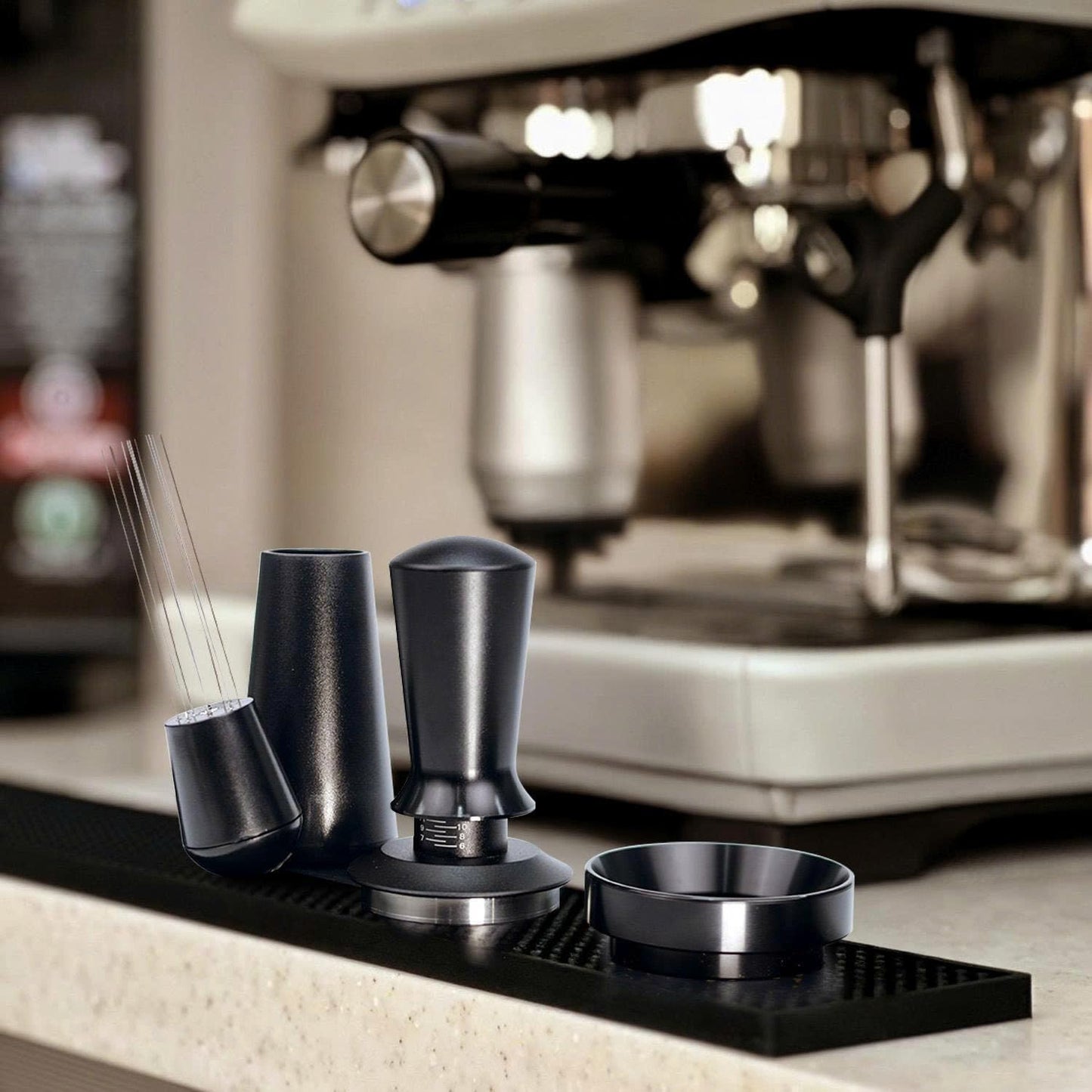 51mm Espresso Accessories Kit, Calibrated Spring Loaded Tamper, WDT Tool Espresso Machine Accessories Kit and Dosing Funnel Set, Coffee Tamper Tool and 51mm Portafilters, Barista Tools