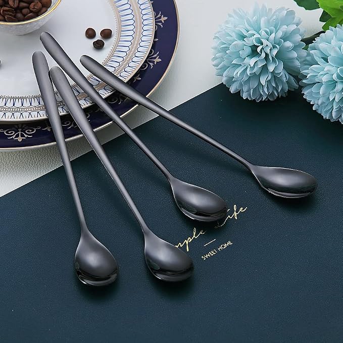 Black Long Handle Spoon, Coffee Stirrers, Premium Stainless Steel Coffee Spoons - Image 4